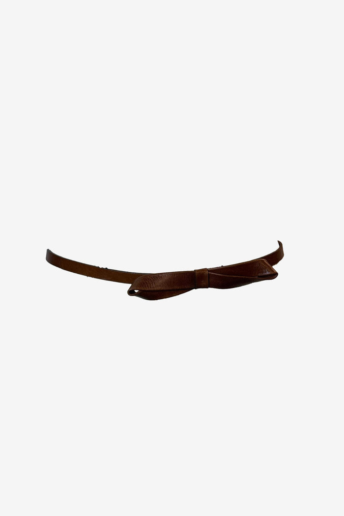 HOBBS Skinny Brown Leather Bow Belt image 0