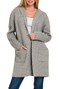 Hooded Open Front Sweater