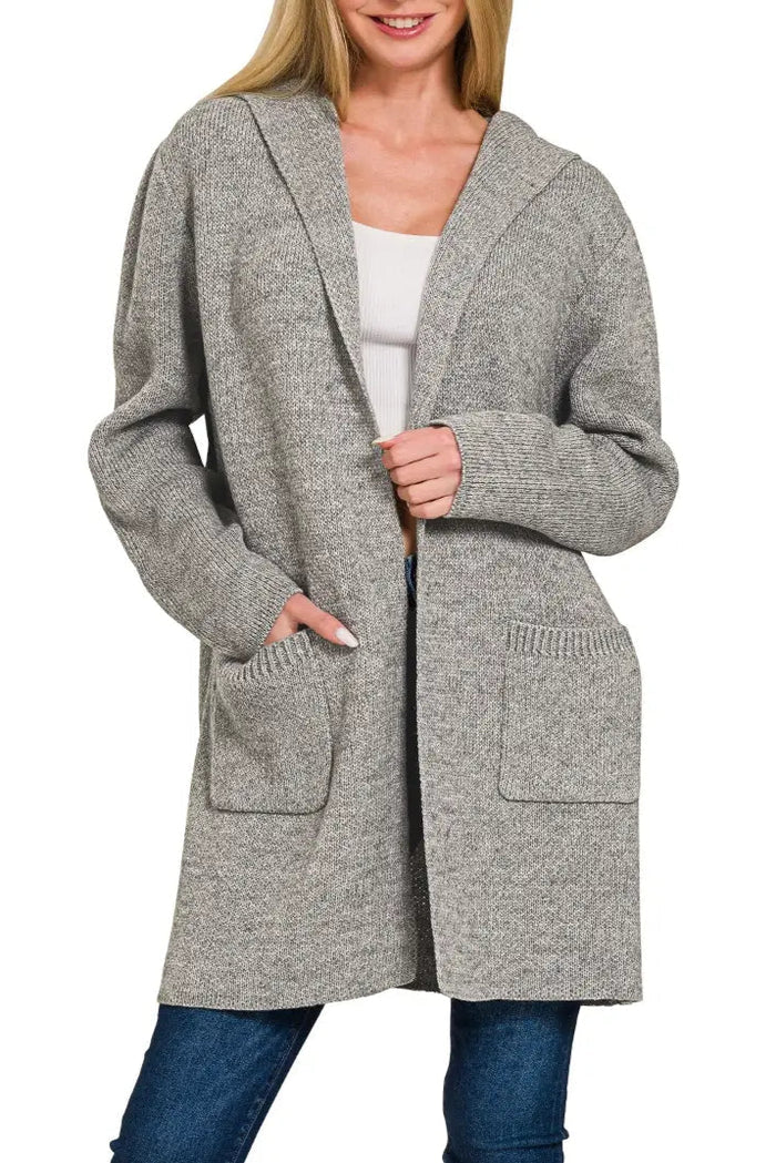Hooded Open Front Sweater