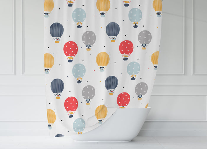 Kids Shower Curtain Hot Air Balloons, Gender Neutral, Kids Bathroom Decor and Accessories | Pippa + June