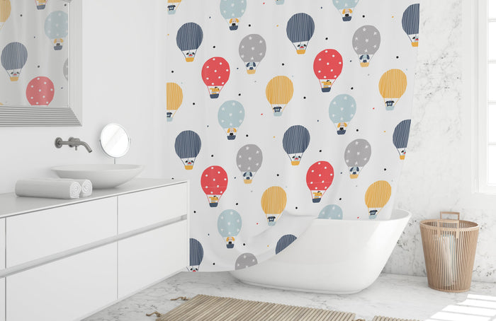 Kids Shower Curtain Hot Air Balloons, Gender Neutral, Kids Bathroom Decor and Accessories | Pippa + June