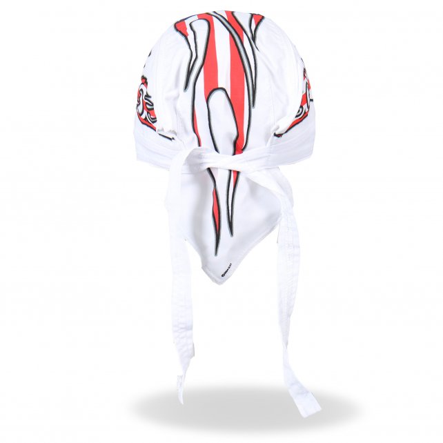 Hot Leathers American Bike Headwrap White Premium Durag Cap