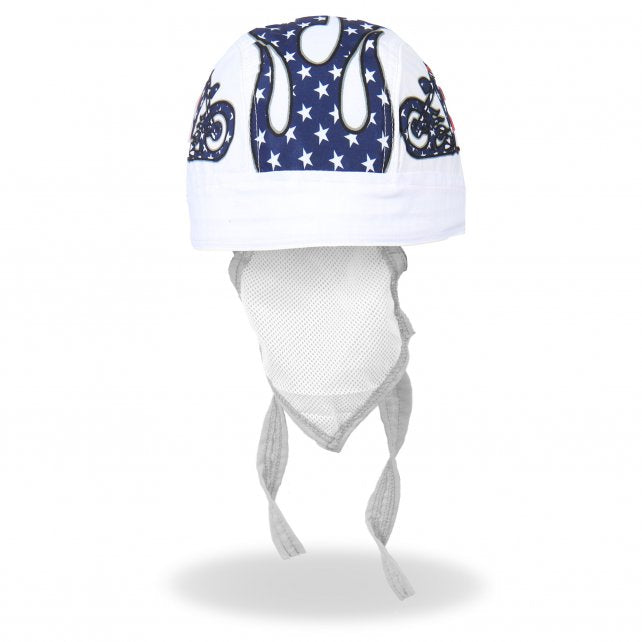Hot Leathers American Bike Headwrap White Premium Durag Cap