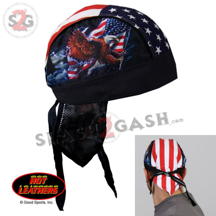Hot Leathers Premium Headwrap - Flag & Eagle Motorcycle Durag