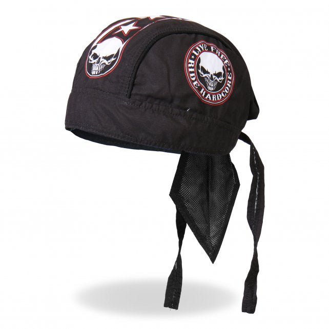 Hot Leathers Stencil Skull Headwrap Premium Biker Live Free Du-Rag