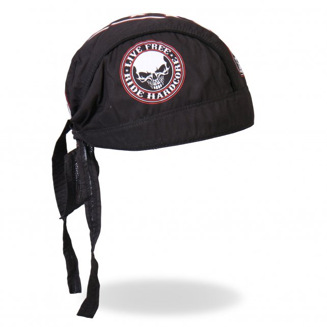 Hot Leathers Stencil Skull Headwrap Premium Biker Live Free Du-Rag