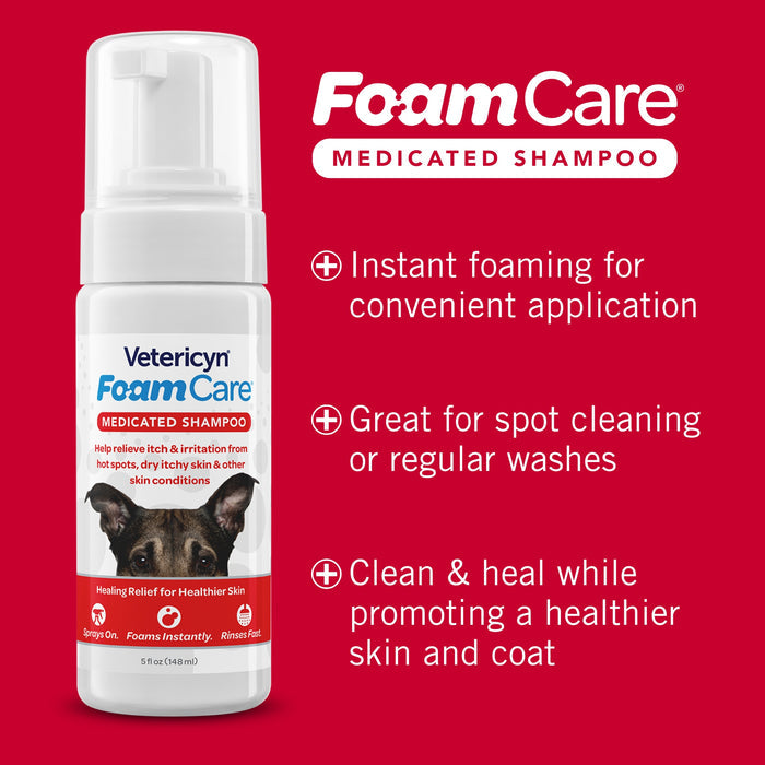 Hot Spot Relief Kit - Antimicrobial Hot Spot Spray + FoamCare Medicated Pet Shampoo