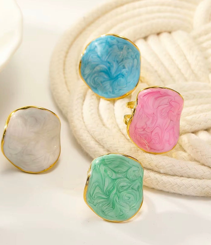 Irregular Enamel Tarnish Free Ring