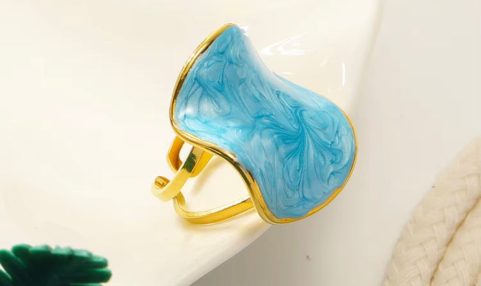 Irregular Enamel Tarnish Free Ring