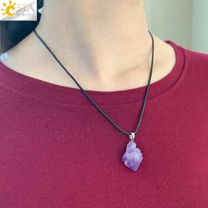Irregular Natural Healing Stone Necklace Pendants - foxberryparkproducts