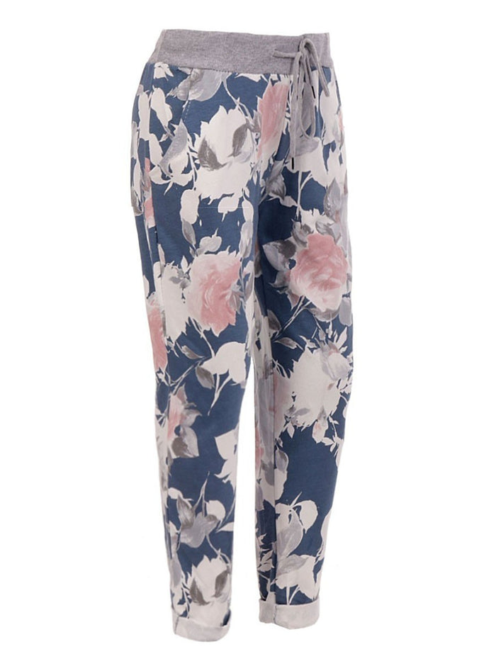 Italian Floral Print Jogger (Black floral only)