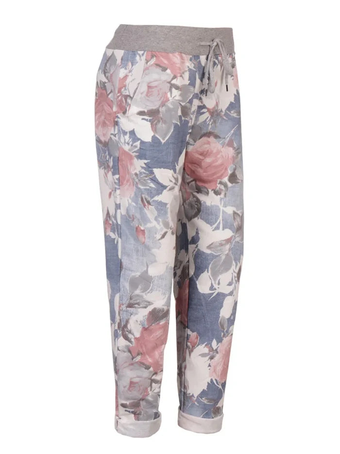 Italian Floral Print Jogger (Black floral only)