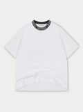 JACQUARD COLLAR T-SHIRT - WHITE