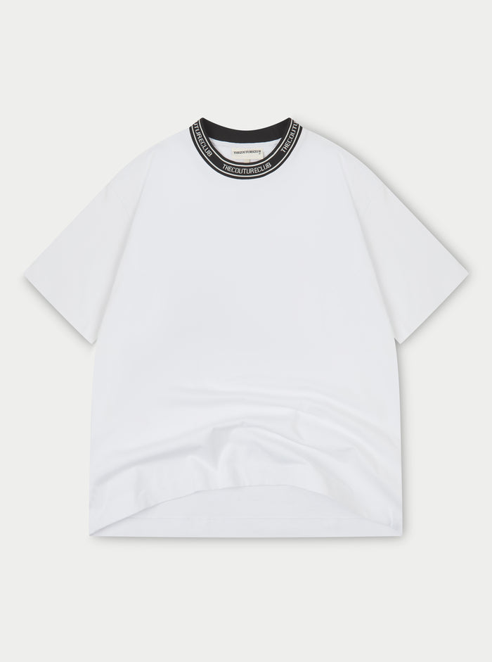 JACQUARD COLLAR T-SHIRT - WHITE