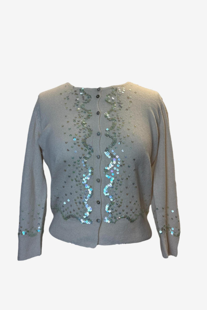 Jane Wheeler Sequin Cream Cardigan
