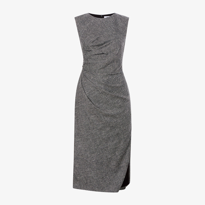 packshot image of the jeannine dress in black/white