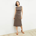 Front image of a woman wearing the Jeannine Dress in Mink | Lead