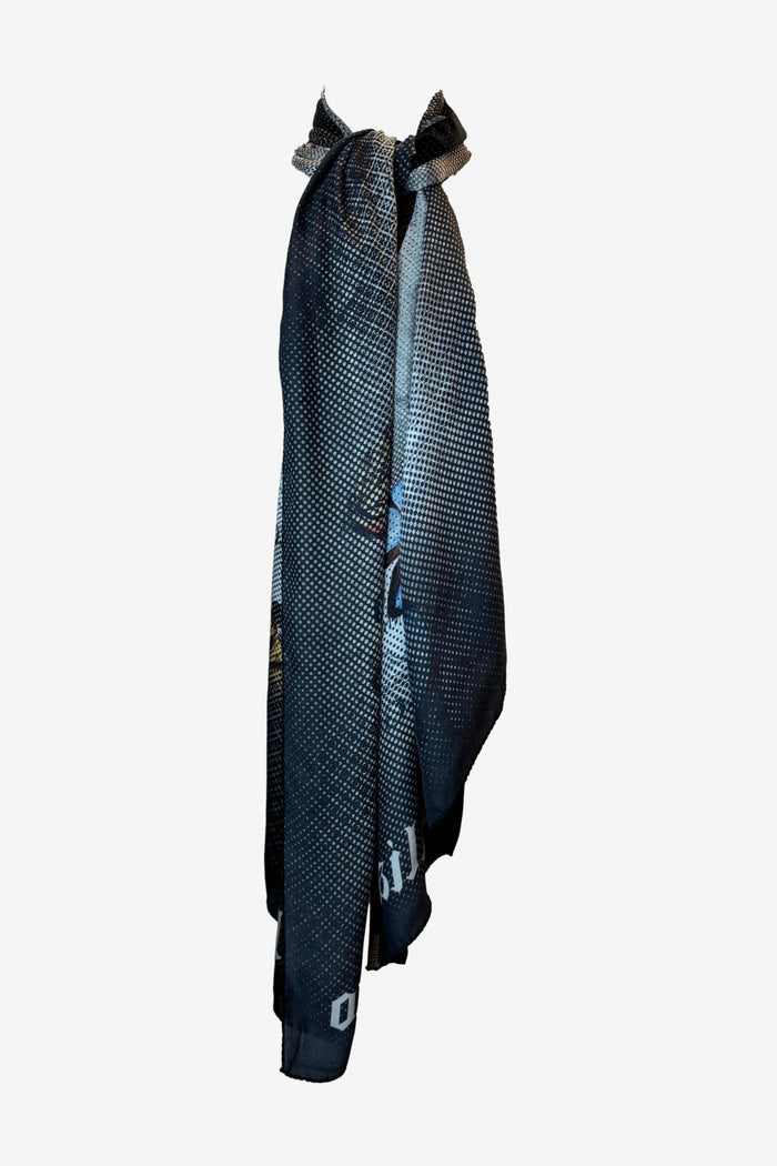 John Galliano Silk Newspaper Print Scarf image 0