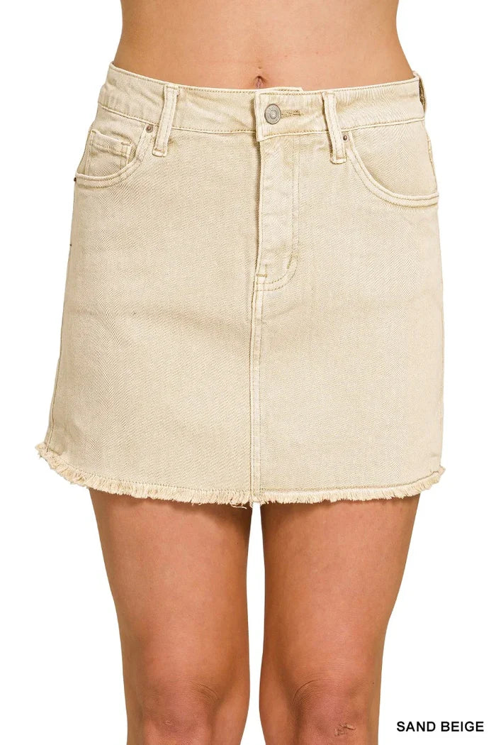 Khaki Denim Skirt