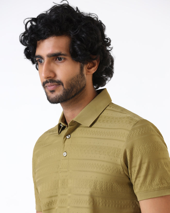 Khaki Textured Polo - Tomb