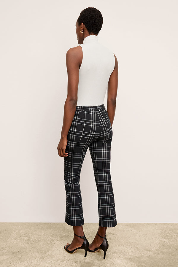 image of a woman wearing the kick flare foster pant in plaid  | Exclude | Grid Hover