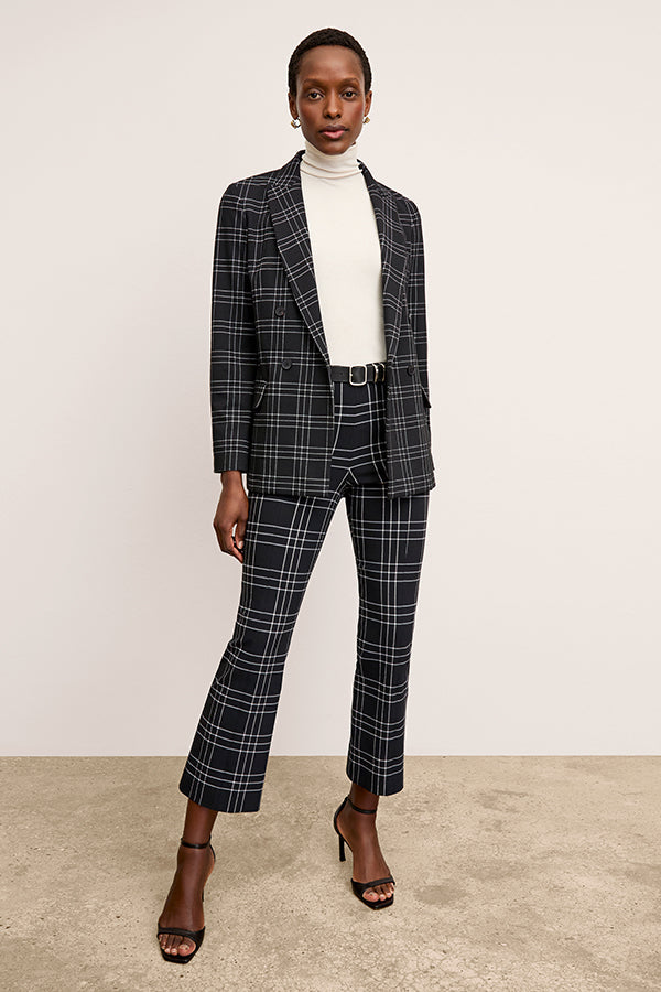 image of a woman wearing the kick flare foster pant in plaid  | Exclude | Grid