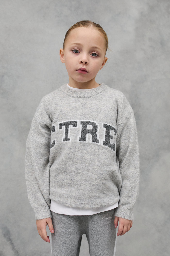 KIDS CTRE KNITTED SWEATSHIRT - GREY MARL