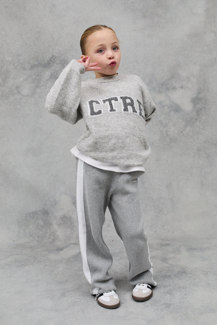 KIDS CTRE KNITTED SWEATSHIRT - GREY MARL