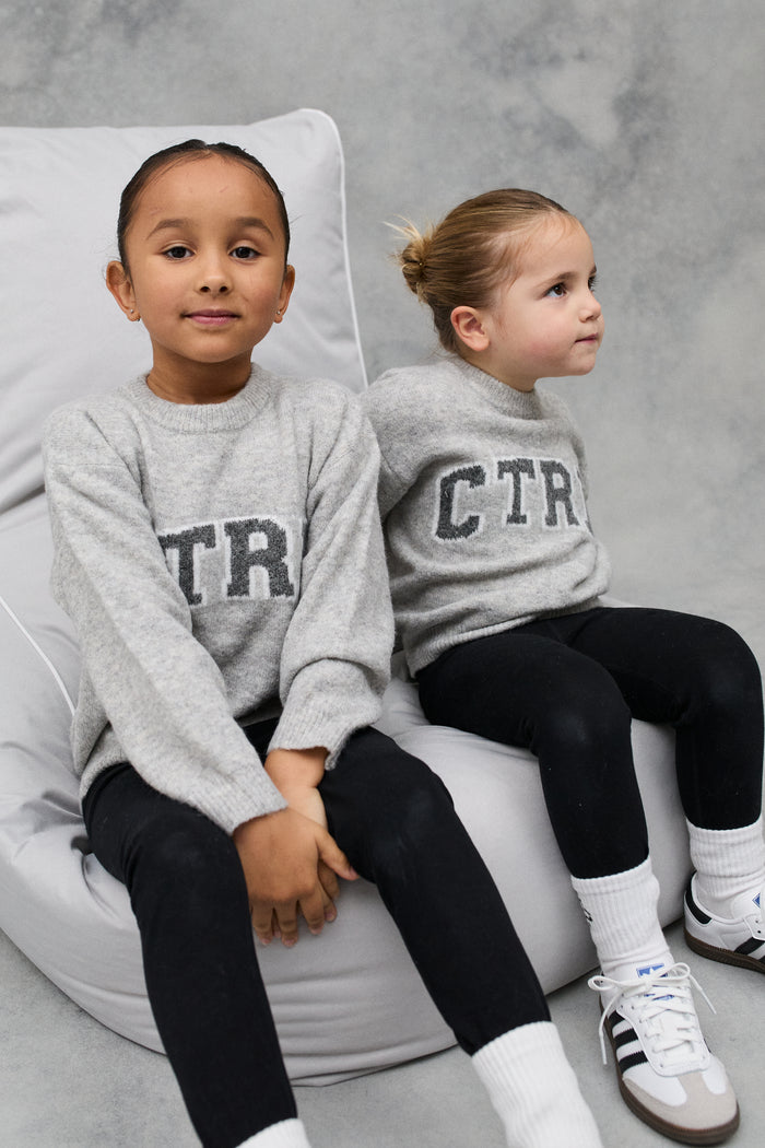 KIDS CTRE KNITTED SWEATSHIRT - GREY MARL