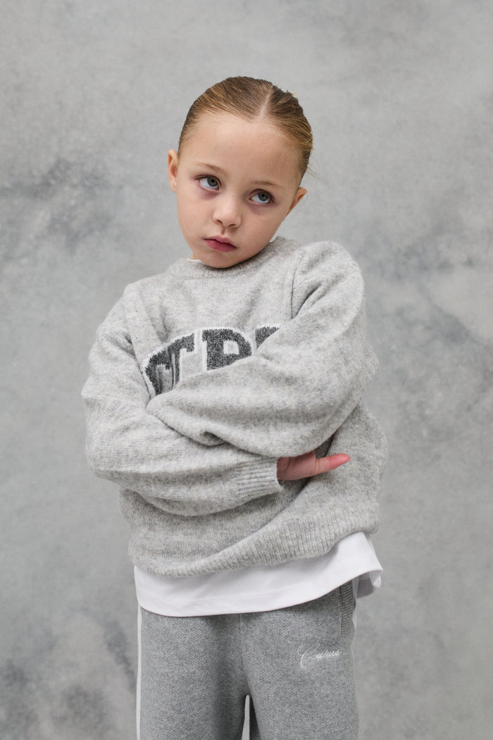 KIDS CTRE KNITTED SWEATSHIRT - GREY MARL