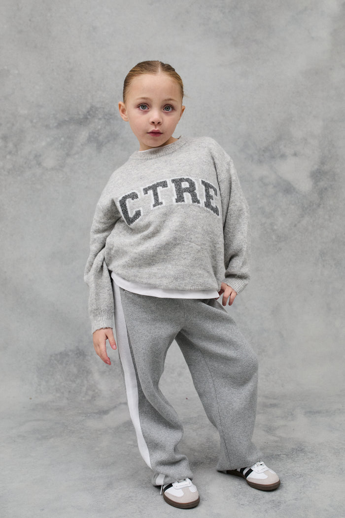 KIDS CTRE KNITTED SWEATSHIRT - GREY MARL