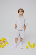 KIDS KNITTED CHECKERBOARD SHORTS - GREY