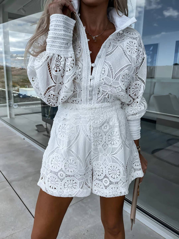 Lace Shorts Suit