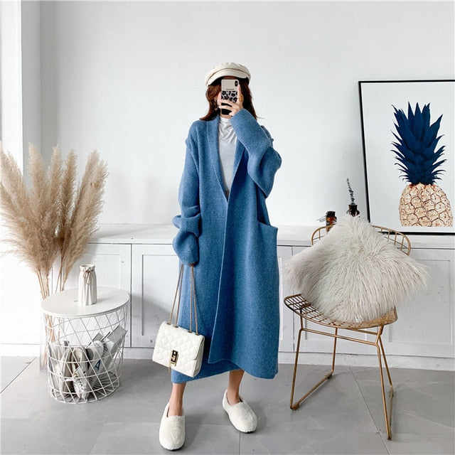 LANMREM 2021 Alpaca Knit Cardigan Jacket Women Autumn And Winter - foxberryparkproducts