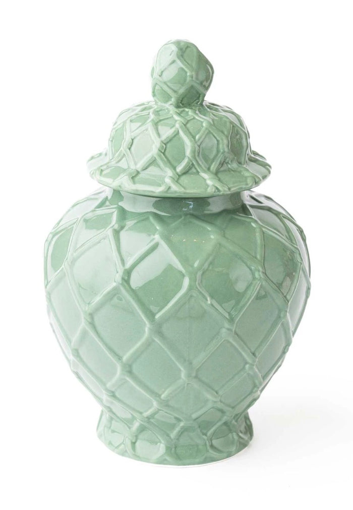 Large Textured Ginger Jar - Green