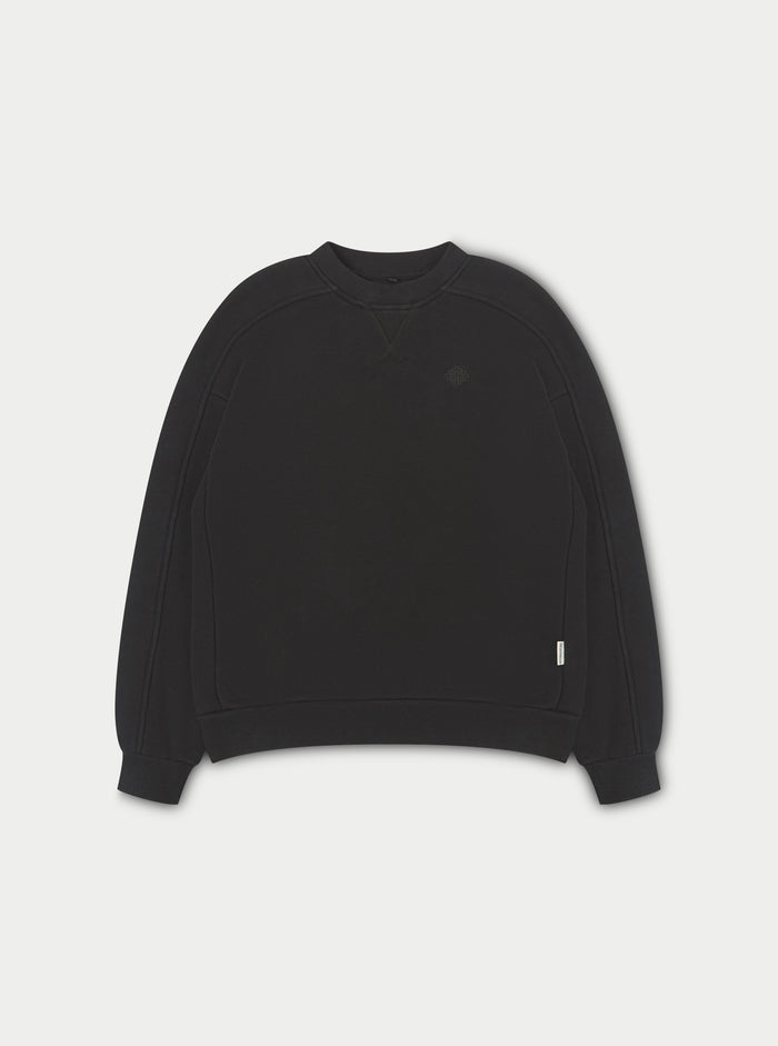 LAUNDERED CLASSICS SEAM DETAIL SWEATSHIRT - WASHED BLACK