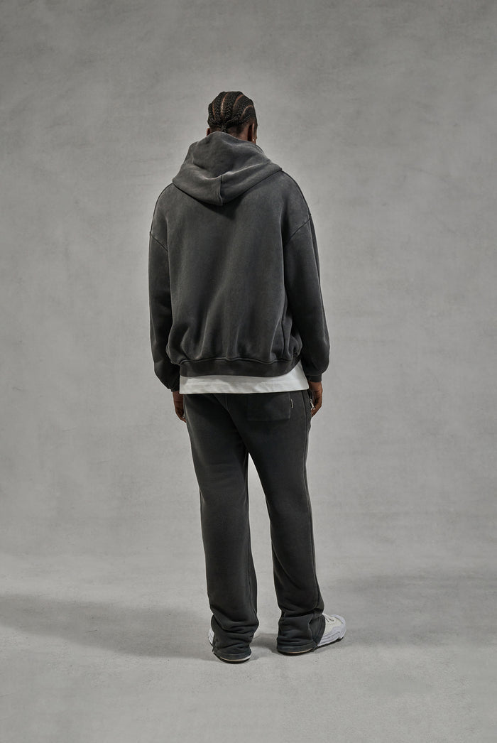 LAUNDERED CLASSICS ZIP THROUGH HOODIE - CHARCOAL