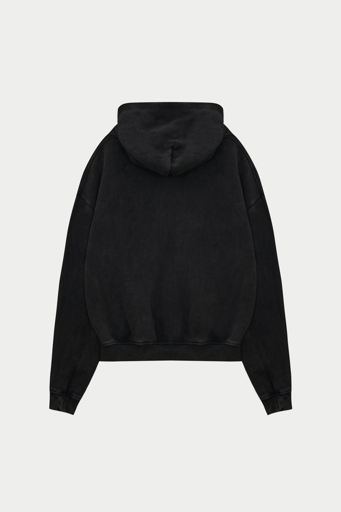 LAUNDERED CLASSICS ZIP THROUGH HOODIE - CHARCOAL