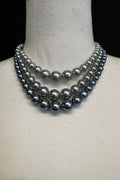 Layered Silver Faux Pearl Necklace image 0