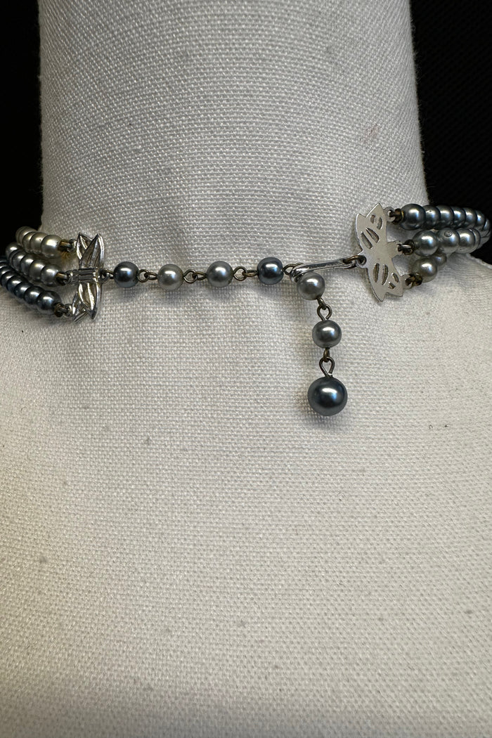 Layered Silver Faux Pearl Necklace image 2
