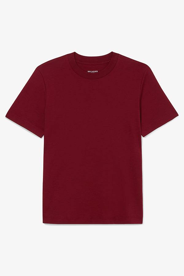 Packshot image of the leslie tshirt in maroon | Exclude | Still