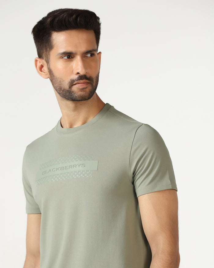 Light Green Crew Neck Solid T-Shirt - Zoro
