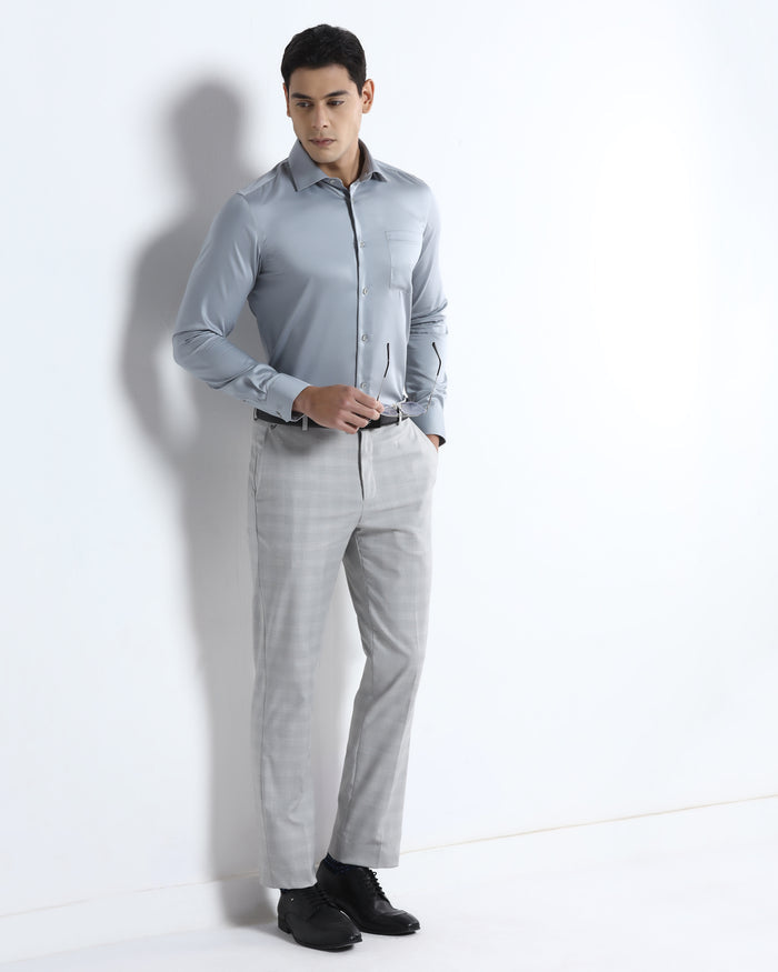 Light Grey Check Trouser - Rogers
