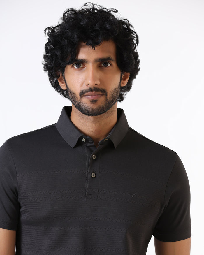 Light Grey Textured Polo - Jap