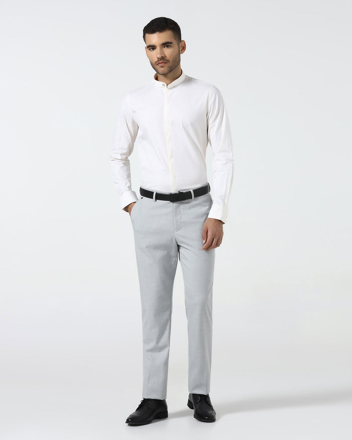 Light Grey Textured Trouser - Marta