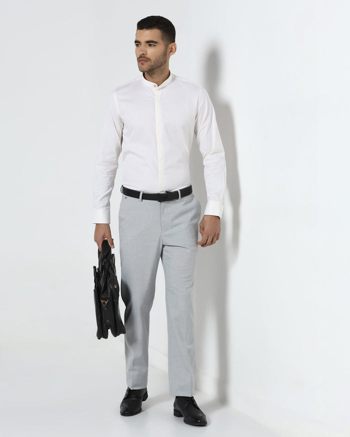 Light Grey Textured Trouser - Marta