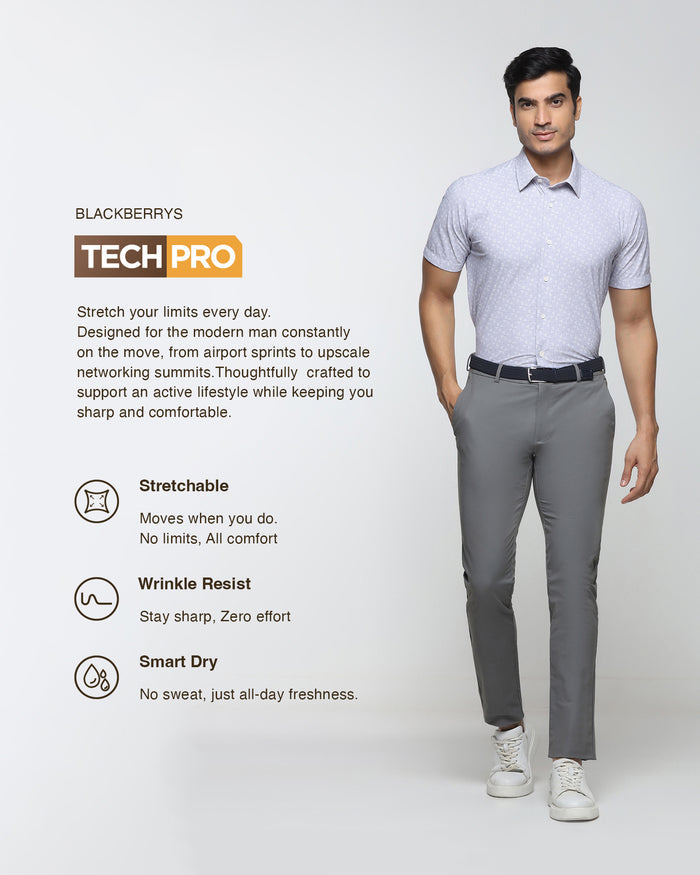 Lilac Half Sleeve TechPro Printed Shirt - Reneos