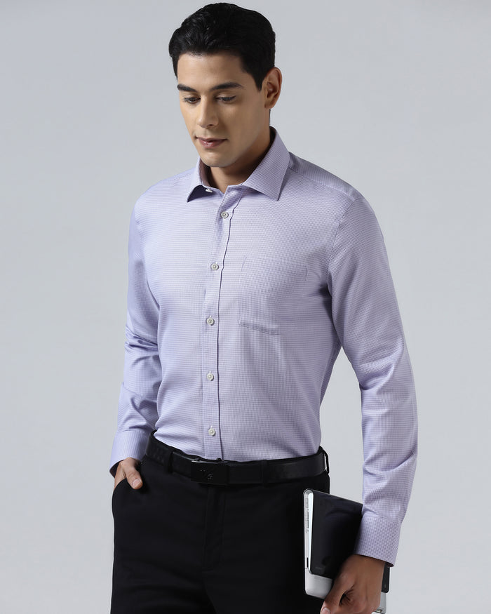 Lilac Non Iron Textured Shirt - Ethan