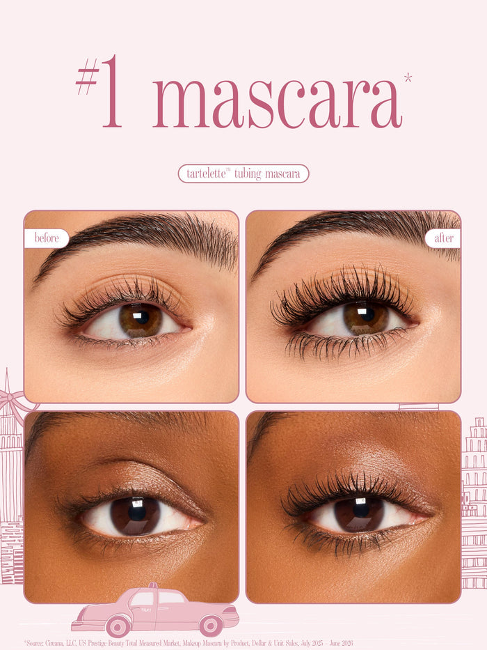 before and after of tarte cosmetics tartelette XL tubing mascara, #1 mascara
