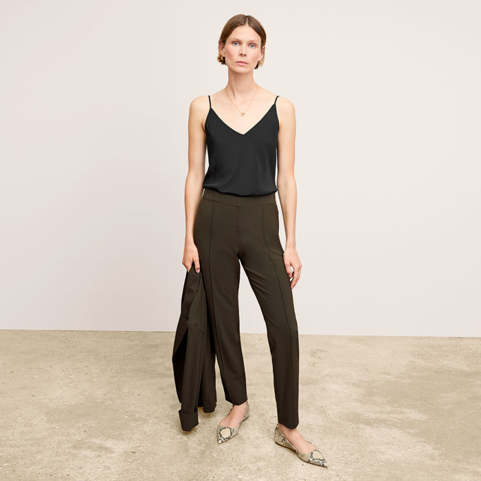 front image of a woman wearing the lisey tank in black